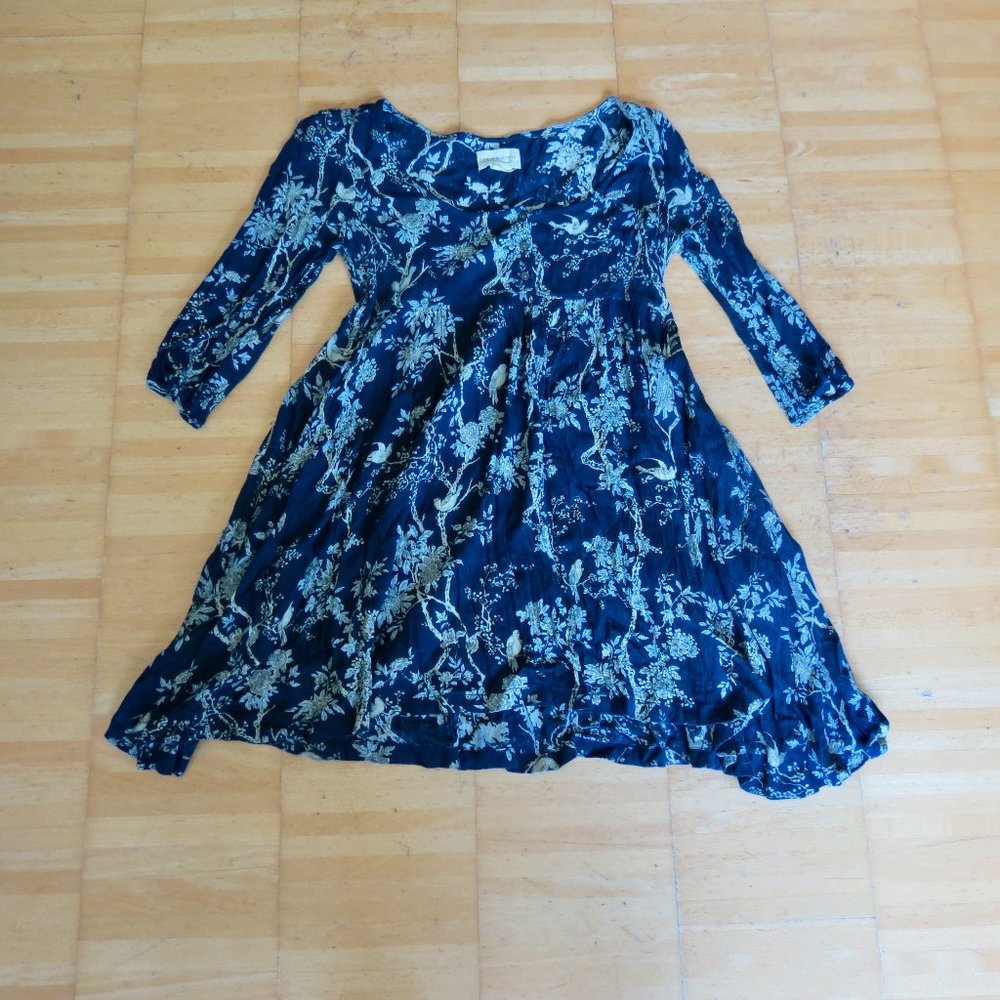 RALPH LAUREN blue floral bird tunic top mini dress XS 2/4